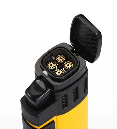 GALINER Cigar Lighter With Punch Smoking Accessories Windproof 4 Jet Blue Flame Torch Lighters For Cigar