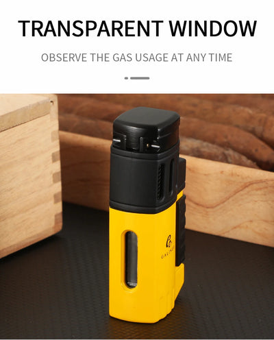 GALINER Cigar Lighter With Punch Smoking Accessories Windproof 4 Jet Blue Flame Torch Lighters For Cigar