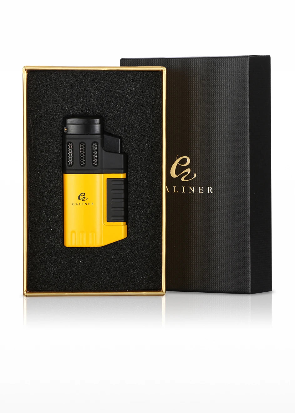 GALINER Cigar Lighter With Punch Smoking Accessories Windproof 4 Jet Blue Flame Torch Lighters For Cigar