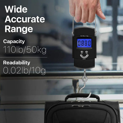 Portable Scale Travel LCD Digital Hanging Luggage Electronic 110lb / 50kg