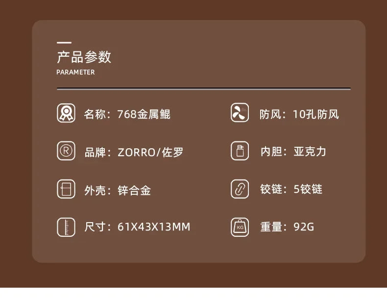 2025 New Zorro Kerosene Lighter Cyber Mecha Transparent Bin Rocker Cool Classic Torrens Tide Men Lighters