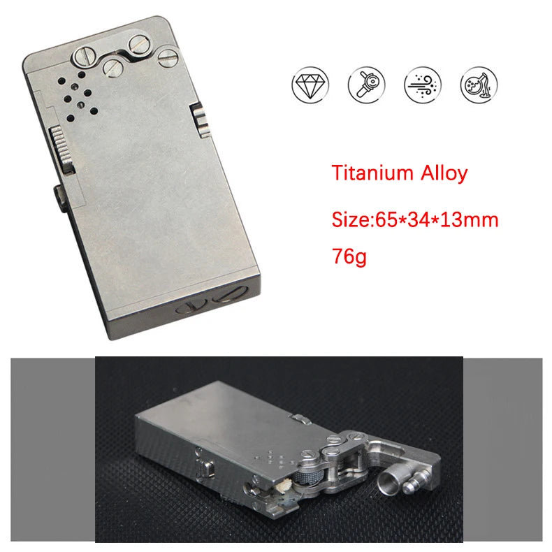 Handmade Brass Mechanical Automatic Ignition Gasoline Lighter And Titanium Alloy Material Gift Box