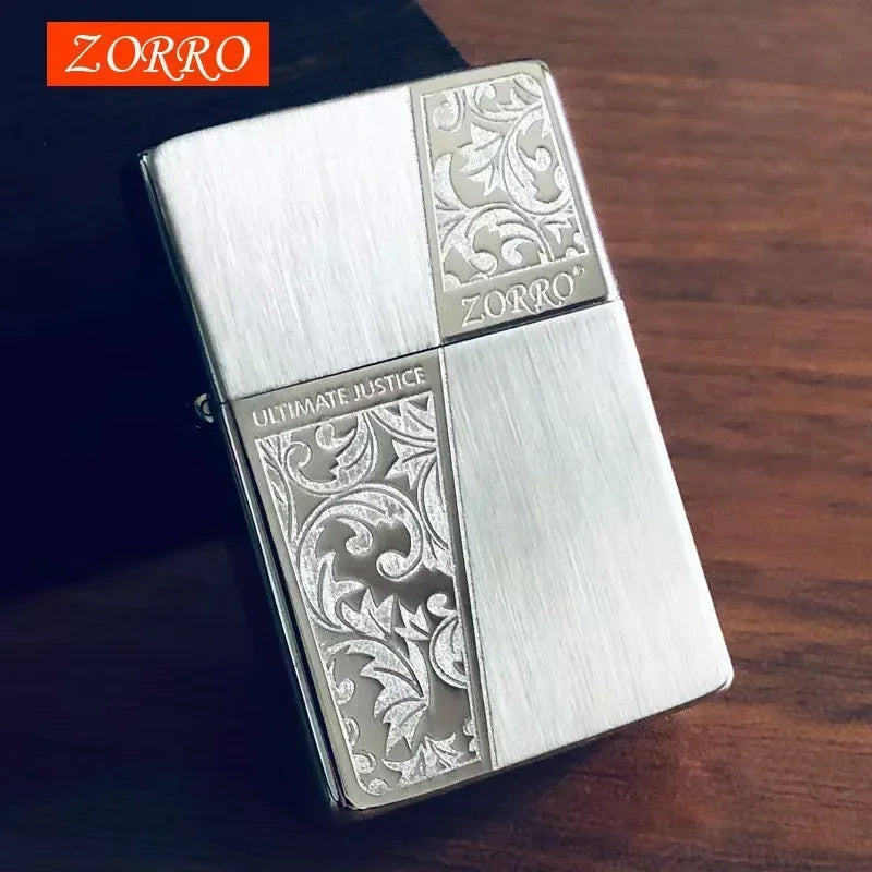 Zorro Original Copper Light Plate Gold Brushed Pure Copper Lighter Windproof Kerosene Lighter Narrow Machine Men's Cool Lighter
