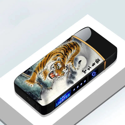 Hot Smart Windproof Electric Metal Lighter Flameless Plasma Lighter Usb Rechargeable Double Arc Led Power Display Touch Lighter