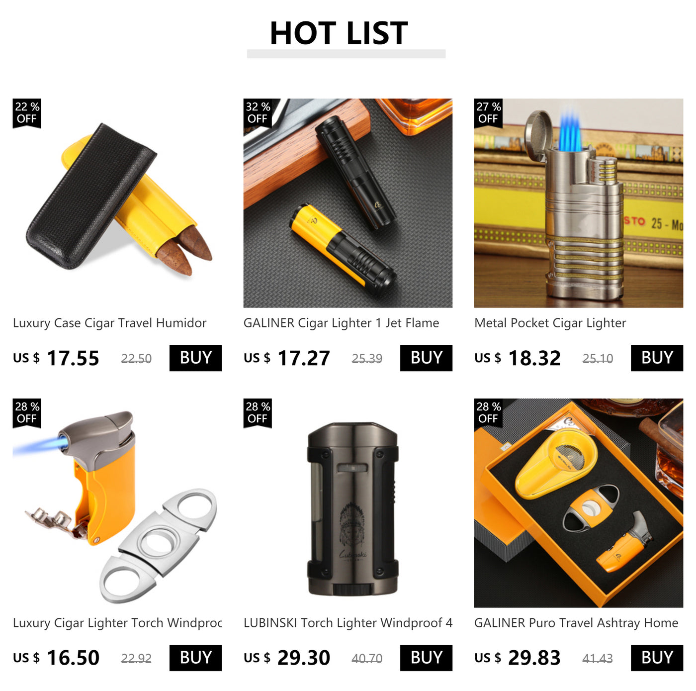 GALINER Cigar Lighter With Punch Smoking Accessories Windproof 4 Jet Blue Flame Torch Lighters For Cigar