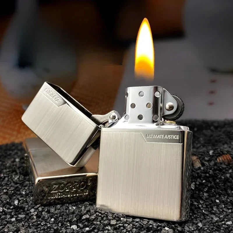 Zorro Original Copper Light Plate Gold Brushed Pure Copper Lighter Windproof Kerosene Lighter Narrow Machine Men's Cool Lighter