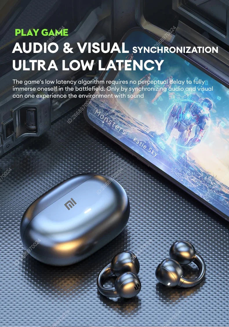 Xiaomi Bone Conduction Earphones Bluetooth 5.3 Headphones Noise Cancelling Clip-On Ear Wireless Earbuds with Long Battery Life