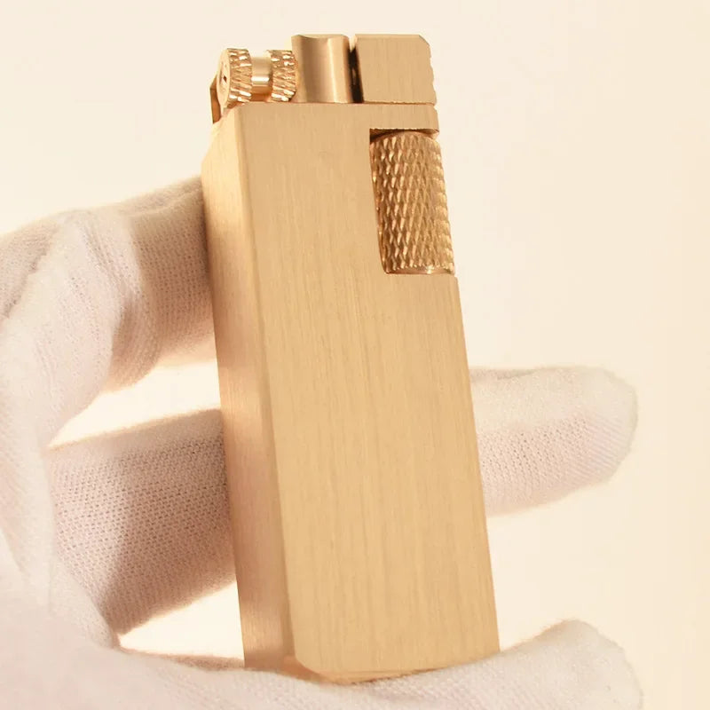 Vintage Heavy duty Trench Handmade Kerosene Lighter Brass Large Capacity Oil Tank Grinding Wheel Ignition Collection Lighters