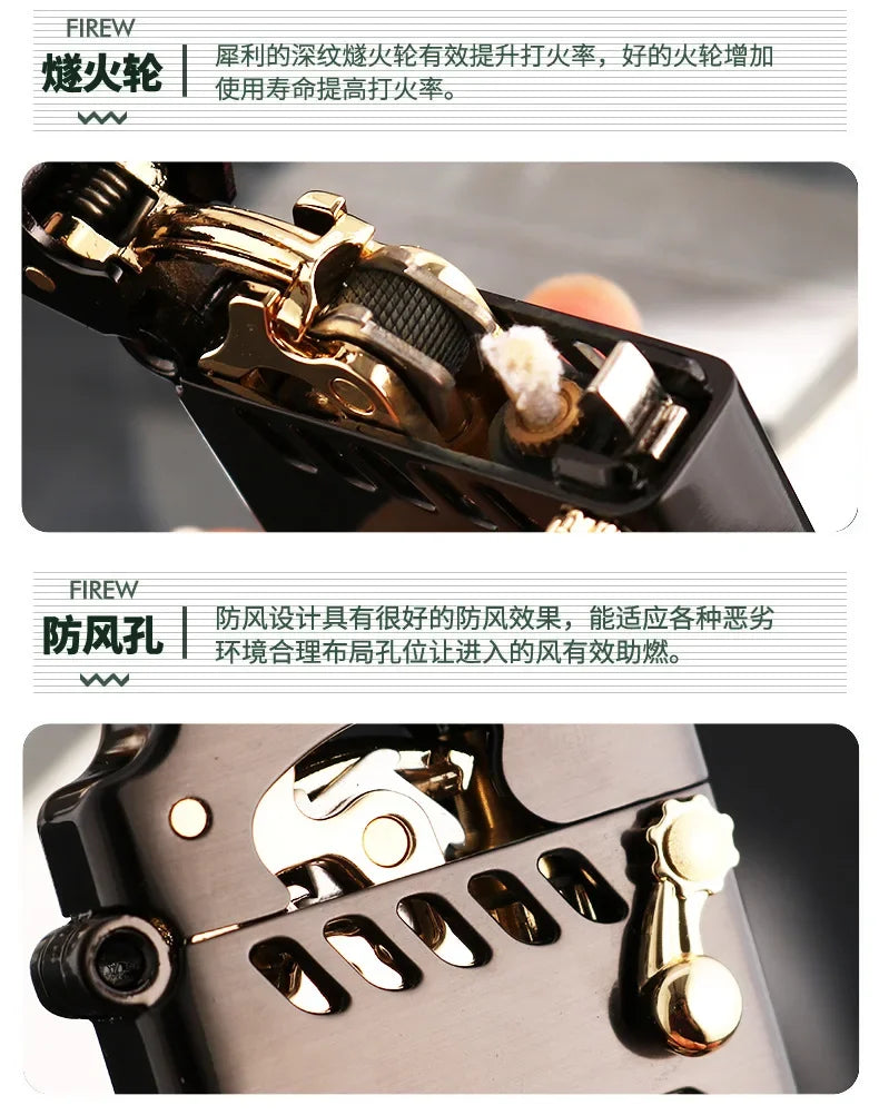 2025 New Zorro Kerosene Lighter Cyber Mecha Transparent Bin Rocker Cool Classic Torrens Tide Men Lighters