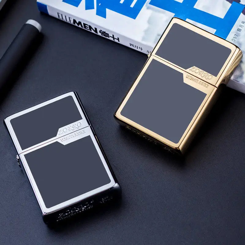 Zorro Original Copper Light Plate Gold Brushed Pure Copper Lighter Windproof Kerosene Lighter Narrow Machine Men's Cool Lighter