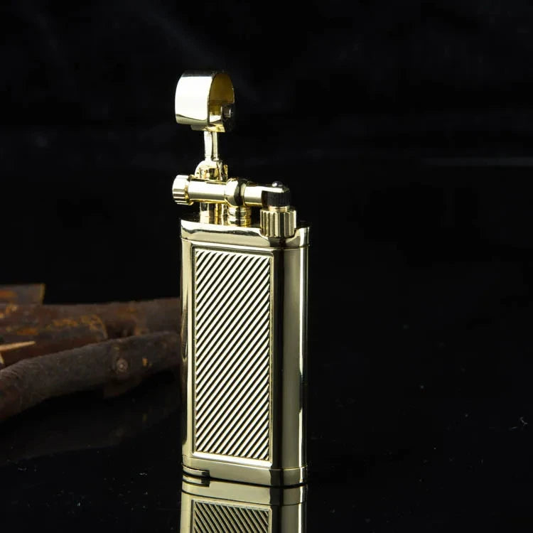 Zinc Alloy Metal Pipe Gas Lighter Refillable Cigarette Lighter Butane Oblique Briquet Gadgets