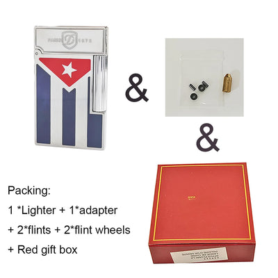 Cuba Gas Lighters Brass Lacquer Cuban Flag Smoking Accessories Tobacco Cigar Cigarette  Men Gift Collections Ding Sound