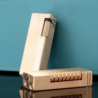 Vintage Heavy duty Trench Handmade Kerosene Lighter Brass Large Capacity Oil Tank Grinding Wheel Ignition Collection Lighters