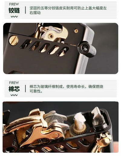 2025 New Zorro Kerosene Lighter Cyber Mecha Transparent Bin Rocker Cool Classic Torrens Tide Men Lighters