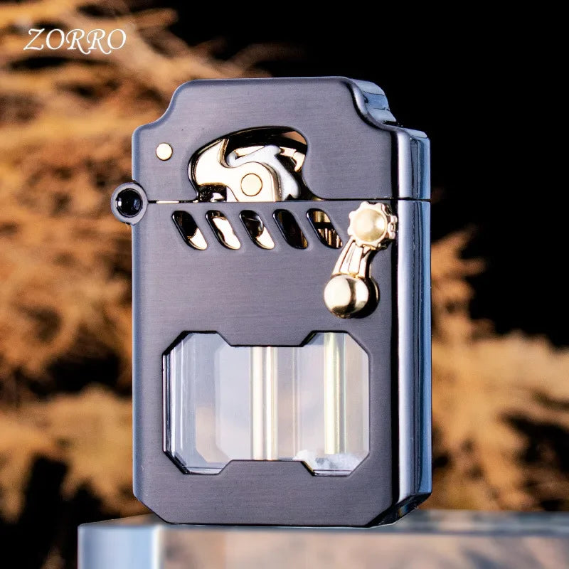 2025 New Zorro Kerosene Lighter Cyber Mecha Transparent Bin Rocker Cool Classic Torrens Tide Men Lighters