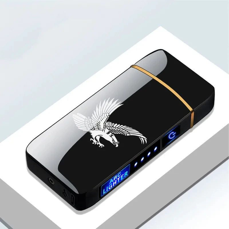 Hot Smart Windproof Electric Metal Lighter Flameless Plasma Lighter Usb Rechargeable Double Arc Led Power Display Touch Lighter