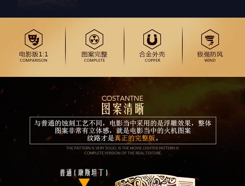 1:1 Limited Edition ZORRO Oversized Kerosene Lighter Metal Personality Constantine Creative Heavy Armor Oversized Lighter Gift