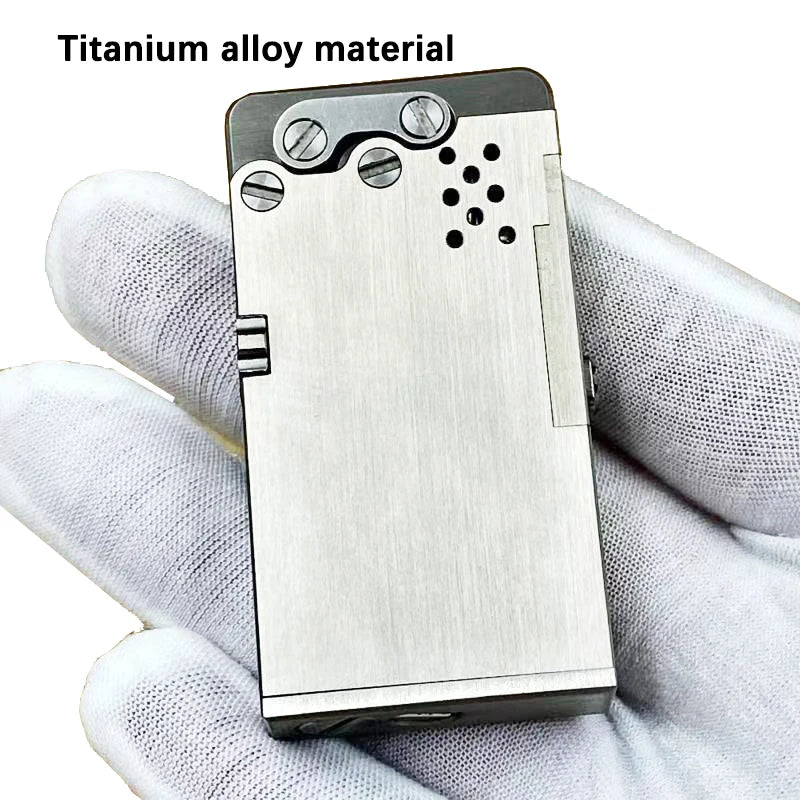 Handmade Brass Mechanical Automatic Ignition Gasoline Lighter And Titanium Alloy Material Gift Box