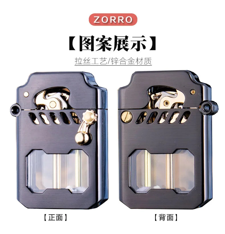2025 New Zorro Kerosene Lighter Cyber Mecha Transparent Bin Rocker Cool Classic Torrens Tide Men Lighters