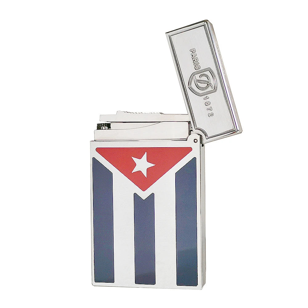 Cuba Gas Lighters Brass Lacquer Cuban Flag Smoking Accessories Tobacco Cigar Cigarette  Men Gift Collections Ding Sound