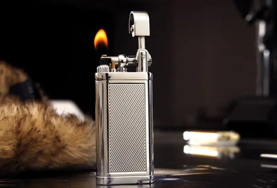 Zinc Alloy Metal Pipe Gas Lighter Refillable Cigarette Lighter Butane Oblique Briquet Gadgets