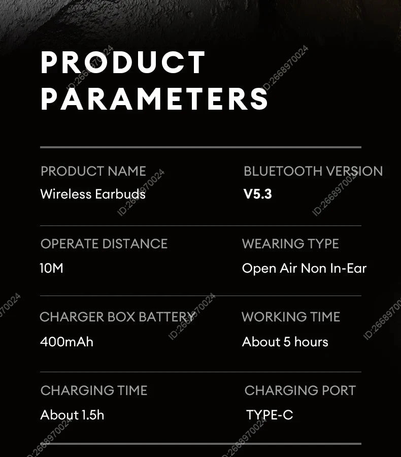 Xiaomi Bone Conduction Earphones Bluetooth 5.3 Headphones Noise Cancelling Clip-On Ear Wireless Earbuds with Long Battery Life