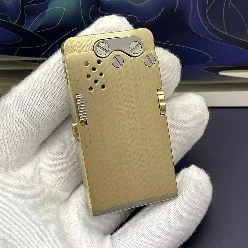 Handmade Brass Mechanical Automatic Ignition Gasoline Lighter And Titanium Alloy Material Gift Box