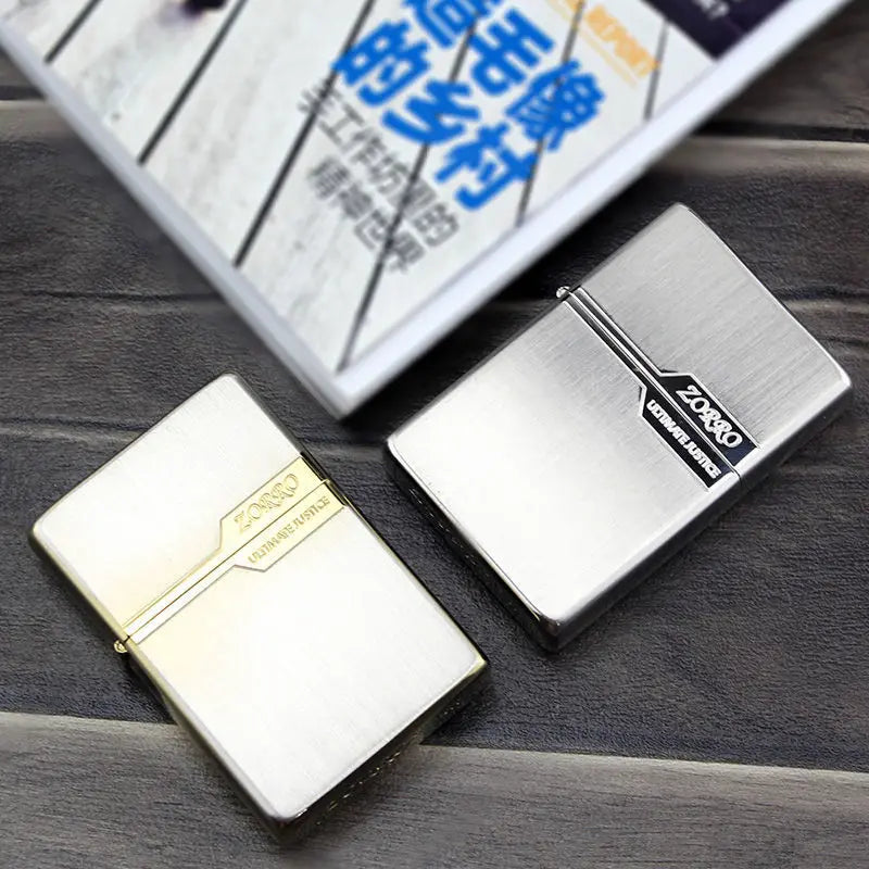 Zorro Original Copper Light Plate Gold Brushed Pure Copper Lighter Windproof Kerosene Lighter Narrow Machine Men's Cool Lighter
