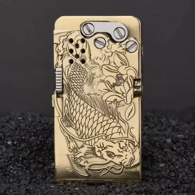 Handmade Brass Mechanical Automatic Ignition Gasoline Lighter And Titanium Alloy Material Gift Box