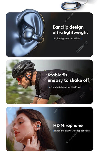 Xiaomi Bone Conduction Earphones Bluetooth 5.3 Headphones Noise Cancelling Clip-On Ear Wireless Earbuds with Long Battery Life