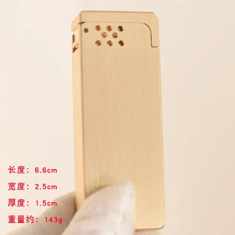 Vintage Heavy duty Trench Handmade Kerosene Lighter Brass Large Capacity Oil Tank Grinding Wheel Ignition Collection Lighters