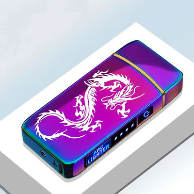 Hot Smart Windproof Electric Metal Lighter Flameless Plasma Lighter Usb Rechargeable Double Arc Led Power Display Touch Lighter