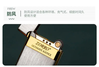 Zorro 636 Metal Ultra Thin Butane Gas Inflatable Grinding Wheel Lighter Holiday Gift Smoking Accessories Men's Small Tools Gift
