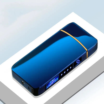 Hot Smart Windproof Electric Metal Lighter Flameless Plasma Lighter Usb Rechargeable Double Arc Led Power Display Touch Lighter