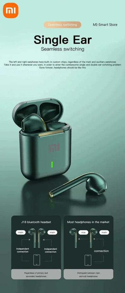 Xiaomi Original J18 TWS Bluetooth Headset Stereo True Wireless Headset Earbud in-ear Hands-free Headset for Mobile Phones