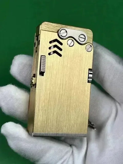 Handmade Brass Mechanical Automatic Ignition Gasoline Lighter And Titanium Alloy Material Gift Box