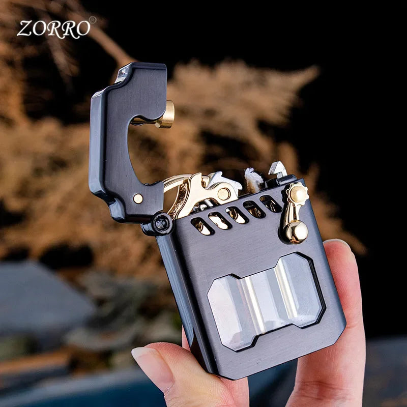 2025 New Zorro Kerosene Lighter Cyber Mecha Transparent Bin Rocker Cool Classic Torrens Tide Men Lighters