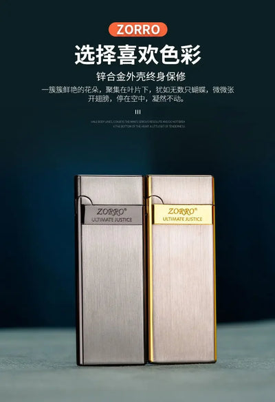 Zorro 636 Metal Ultra Thin Butane Gas Inflatable Grinding Wheel Lighter Holiday Gift Smoking Accessories Men's Small Tools Gift