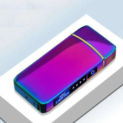 Hot Smart Windproof Electric Metal Lighter Flameless Plasma Lighter Usb Rechargeable Double Arc Led Power Display Touch Lighter