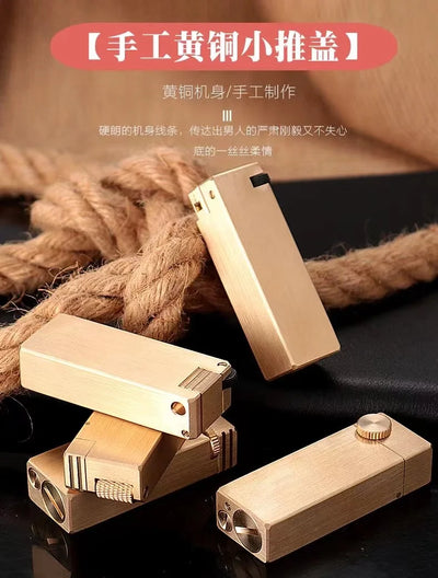 Vintage Heavy duty Trench Handmade Kerosene Lighter Brass Large Capacity Oil Tank Grinding Wheel Ignition Collection Lighters