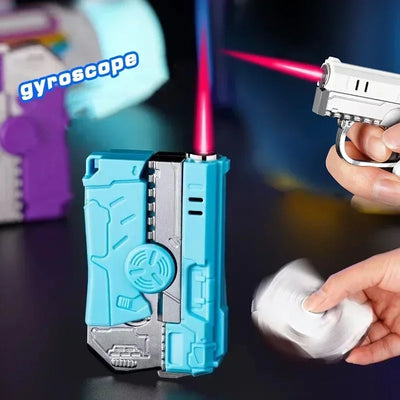 New Gas- Electric Dual Flame Gun Lighter USB Rechargeable Plasma Lighter Foldable Pistol Shaped Torch Lighter Men Smoking Tool