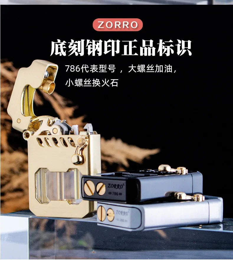 2025 New Zorro Kerosene Lighter Cyber Mecha Transparent Bin Rocker Cool Classic Torrens Tide Men Lighters