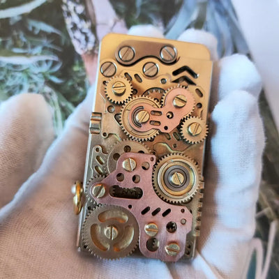 Handmade Brass Mechanical Automatic Ignition Gasoline Lighter And Titanium Alloy Material Gift Box
