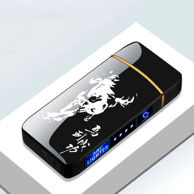 Hot Smart Windproof Electric Metal Lighter Flameless Plasma Lighter Usb Rechargeable Double Arc Led Power Display Touch Lighter