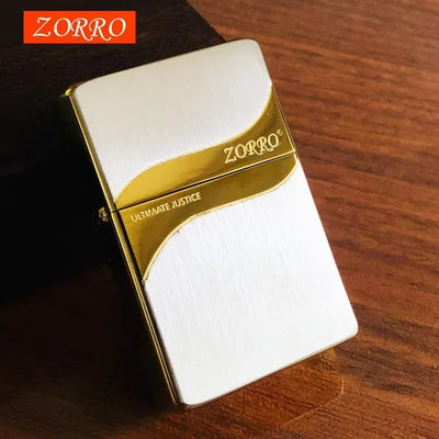 Zorro Original Copper Light Plate Gold Brushed Pure Copper Lighter Windproof Kerosene Lighter Narrow Machine Men's Cool Lighter