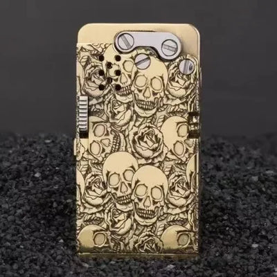 Handmade Brass Mechanical Automatic Ignition Gasoline Lighter And Titanium Alloy Material Gift Box