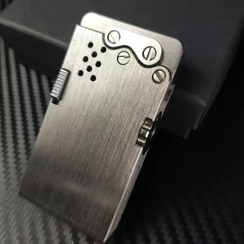 Handmade Brass Mechanical Automatic Ignition Gasoline Lighter And Titanium Alloy Material Gift Box