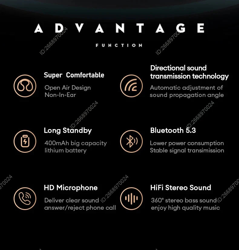 Xiaomi Bone Conduction Earphones Bluetooth 5.3 Headphones Noise Cancelling Clip-On Ear Wireless Earbuds with Long Battery Life