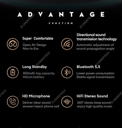 Xiaomi Bone Conduction Earphones Bluetooth 5.3 Headphones Noise Cancelling Clip-On Ear Wireless Earbuds with Long Battery Life