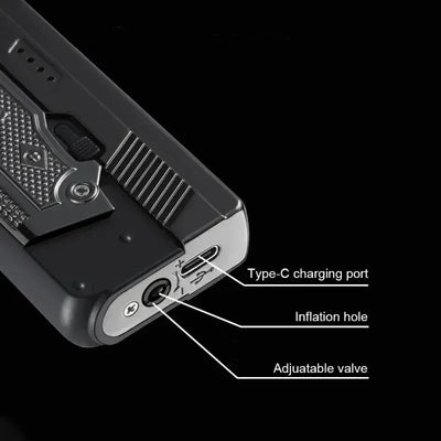 New Gas- Electric Dual Flame Gun Lighter USB Rechargeable Plasma Lighter Foldable Pistol Shaped Torch Lighter Men Smoking Tool